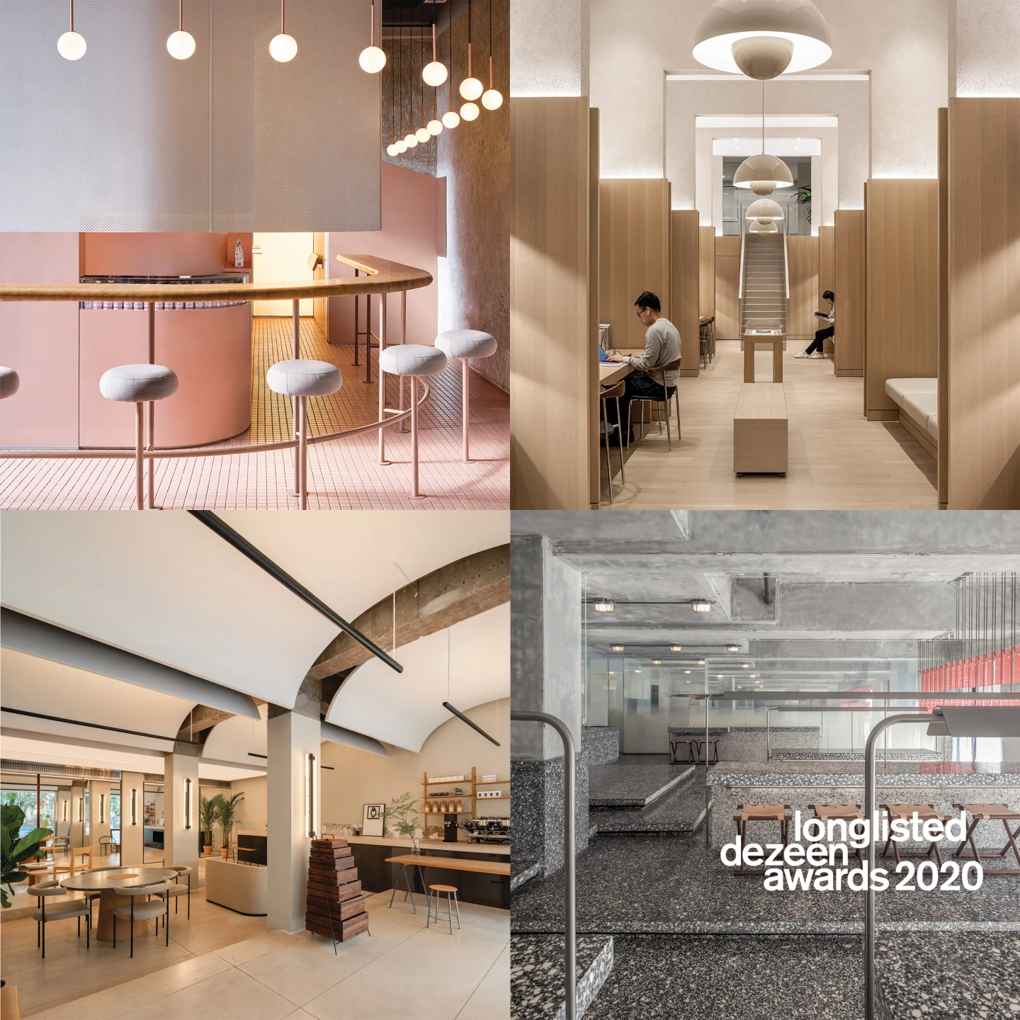 All four new projects are longlisted for Dezeen Awards 2020